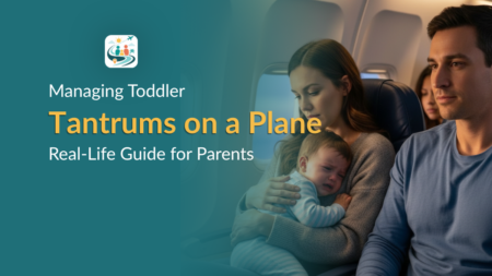 Managing Toddler Tantrums on a Plane: A Real-Life Guide Parent calming toddler during a tantrum on an airplane