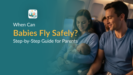 When Can Babies Fly Safely? Mother holding newborn safely on airplane during first flight