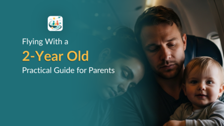Red-Eye Flights With Toddlers: Should You Do It and How to Survive Parent holding awake toddler during a red-eye flight at night inside airplane cabin