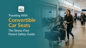 Traveling With Convertible Car Seats: Parent Safety Guide Parent transporting a convertible car seat through an airport with a toddler